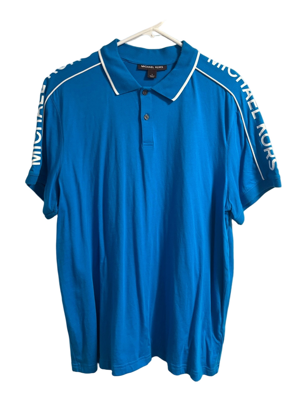 Michael Kors Bright Blue Polo with White Piping and Sleeve Logo